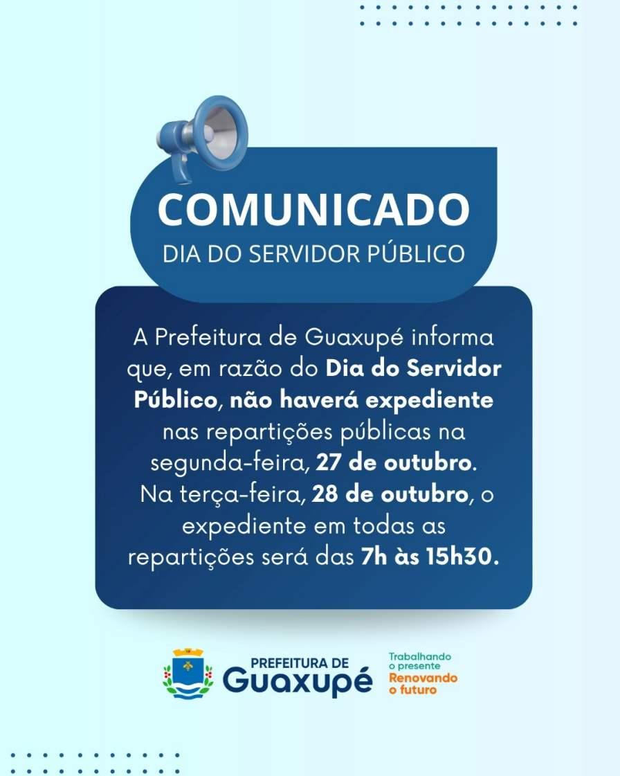 Prefeitura de Guaxup� divulga comunicado sobre expediente no Dia do Servidor P�blico