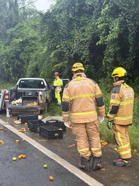 Carro bate contra barranco na MG-050 e motorista fica ferido em Piumhi
