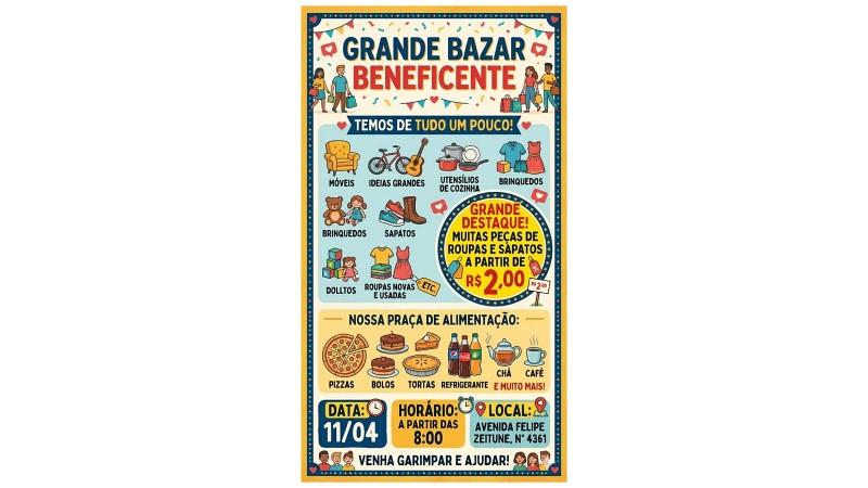 Volunt�rios promover�o bazar beneficente neste s�bado, com variedade em produtos