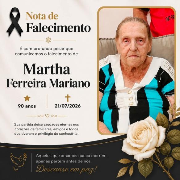 Falece, aos 90 anos, a guaxupeana Martha Ferreira Mariano
