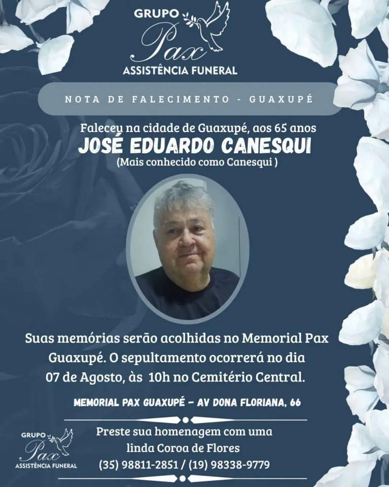 Falece, aos 66 anos, o guaxupeano Jos� Eduardo Canesqui 