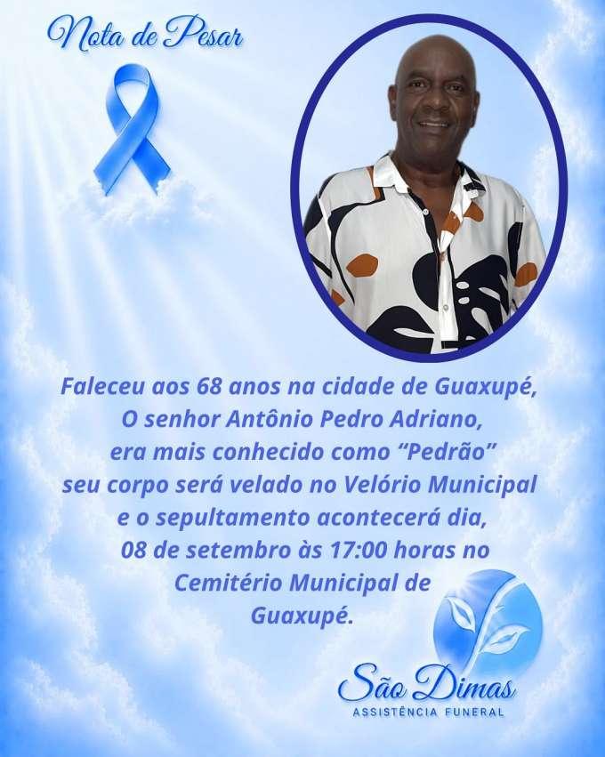 Falece, aos 68 anos, o servidor p�blico guaxupeano Ant�nio Pedro Adriano 
