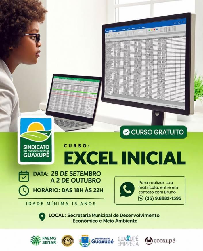 Guaxup� oferta cursos gratuitos em Excel e Gest�o de Pessoas 