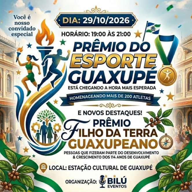 Guaxup� realiza Pr�mio do Esporte 2026 com homenagem a cerca de 200 atletas