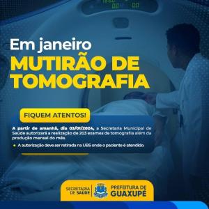 Sade Pblica de Guaxup iniciar mutiro de tomografias a partir de amanh