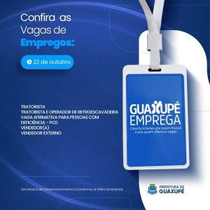 Veja, aqui no JOGO SRIO, as vagas de emprego disponveis  na plataforma Emprega Guaxup