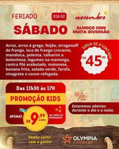 Olympia Country estender o horrio de funcionamento neste feriado de sbado