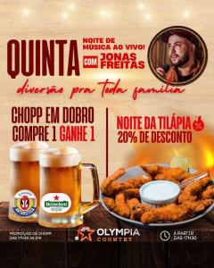 Hoje tem Jonas Freitas, Chopp em Dobro e Noite da Tilpia no OLYMPIA COUNTRY