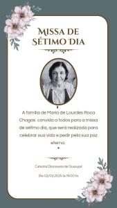 Famlia de dona Maria Chagas convida para Missa de Stimo Dia