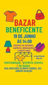 Fraternidade Esprita Servos de Maria promover mais um bazar beneficente amanh