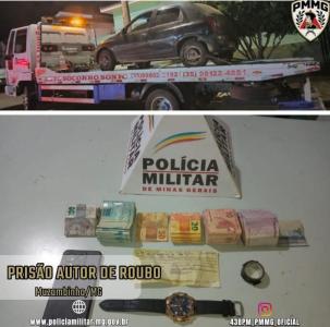 PMs capturam autor de roubo  mo armada contra armazm de caf, apreendem veculo e recuperaM montante levado