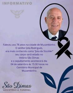 Funerria So Dimas informa o falecimento de Jota Rodrigues 