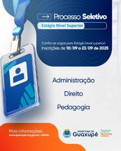 Prefeitura de Guaxup abre inscries para estgio de nvel superior