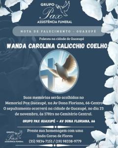 Funer�ria PAX informa o falecimento de Wanda Carolina Calicchio Coelho