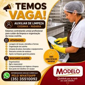Panificadora Modelo abre vaga de emprego para auxiliar de limpeza 
