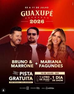 Expoagro Guaxup� 2026 ter� entrada solid�ria para show de Bruno & Marrone e Mariana Fagundes