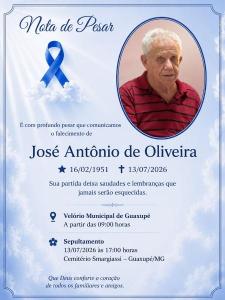 Falece, aos 75 anos, o guaxupeano Jos� Ant�nio de Oliveira 