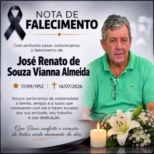 Falece, aos 73 anos, o guaxupeano Jos� Renato de Souza Vianna Almeida 