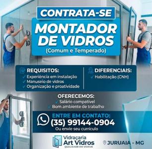 Vidra�aria Art Vidros anuncia vaga para montador de vidros em Juruaia